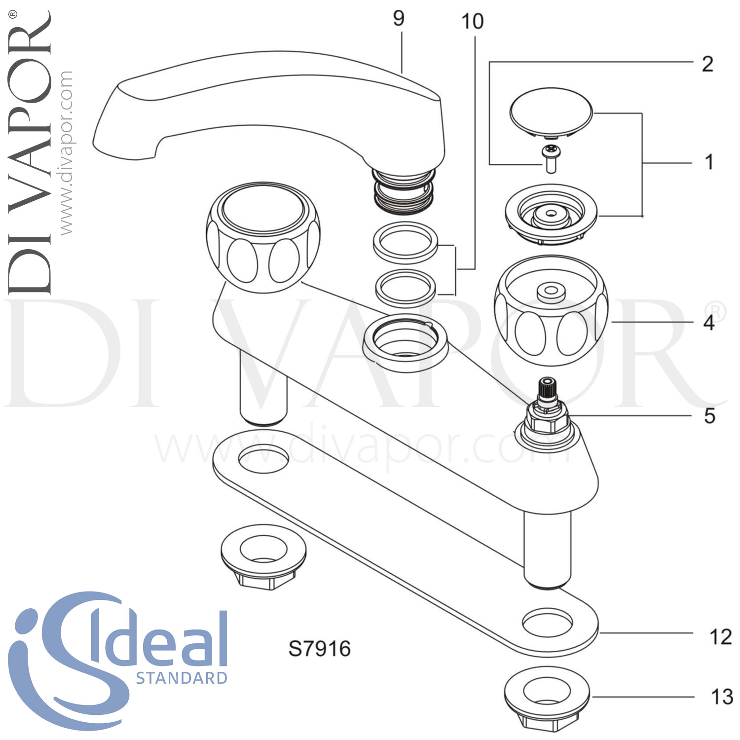 Ideal Standard Fairline Metal Kitchen Tap Spare Parts IDL DV 219